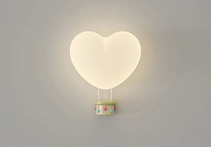 Heart-Shaped Wooden Wall Lamp for Children's Room in Terra Pink
