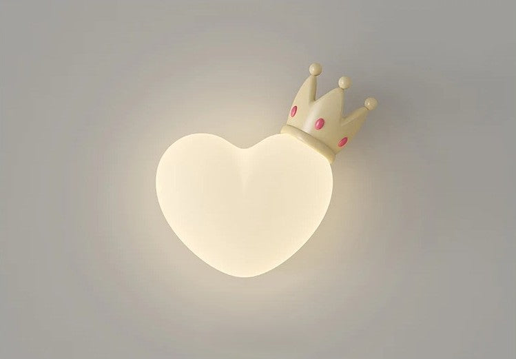 Heart-Shaped Wooden Wall Lamp for Children's Room in Terra Pink