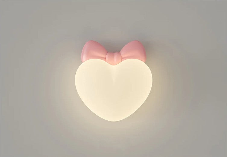 Heart-Shaped Wooden Wall Lamp for Children's Room in Terra Pink