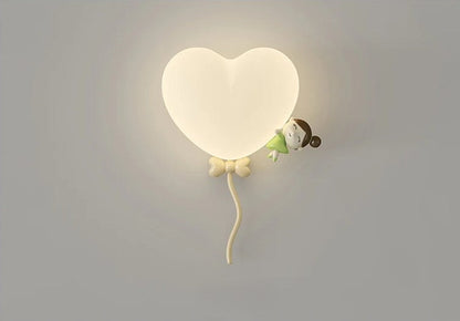 Heart-Shaped Wooden Wall Lamp for Children's Room in Terra Pink