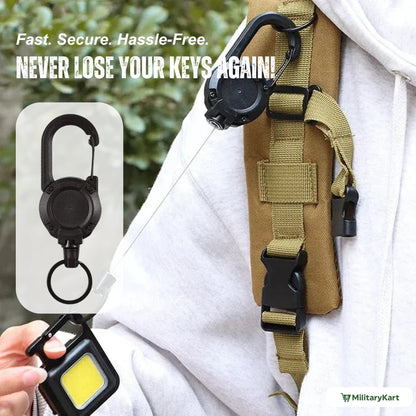 Heavy Duty Retractable Keychain with Steel Cable and Carabiner