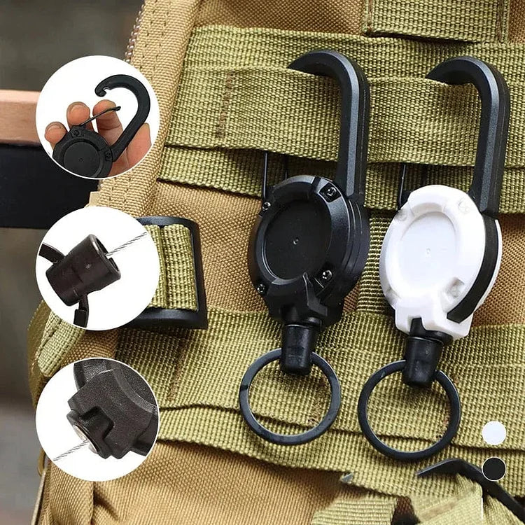 Heavy Duty Retractable Keychain with Steel Cable and Carabiner