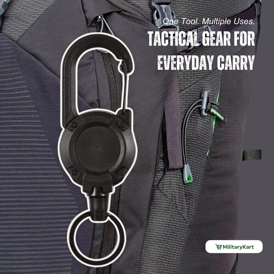 Heavy Duty Retractable Keychain with Steel Cable and Carabiner
