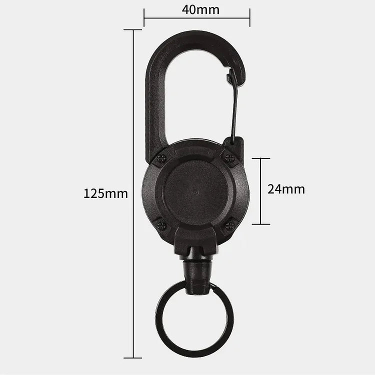 Heavy Duty Retractable Keychain with Steel Cable and Carabiner