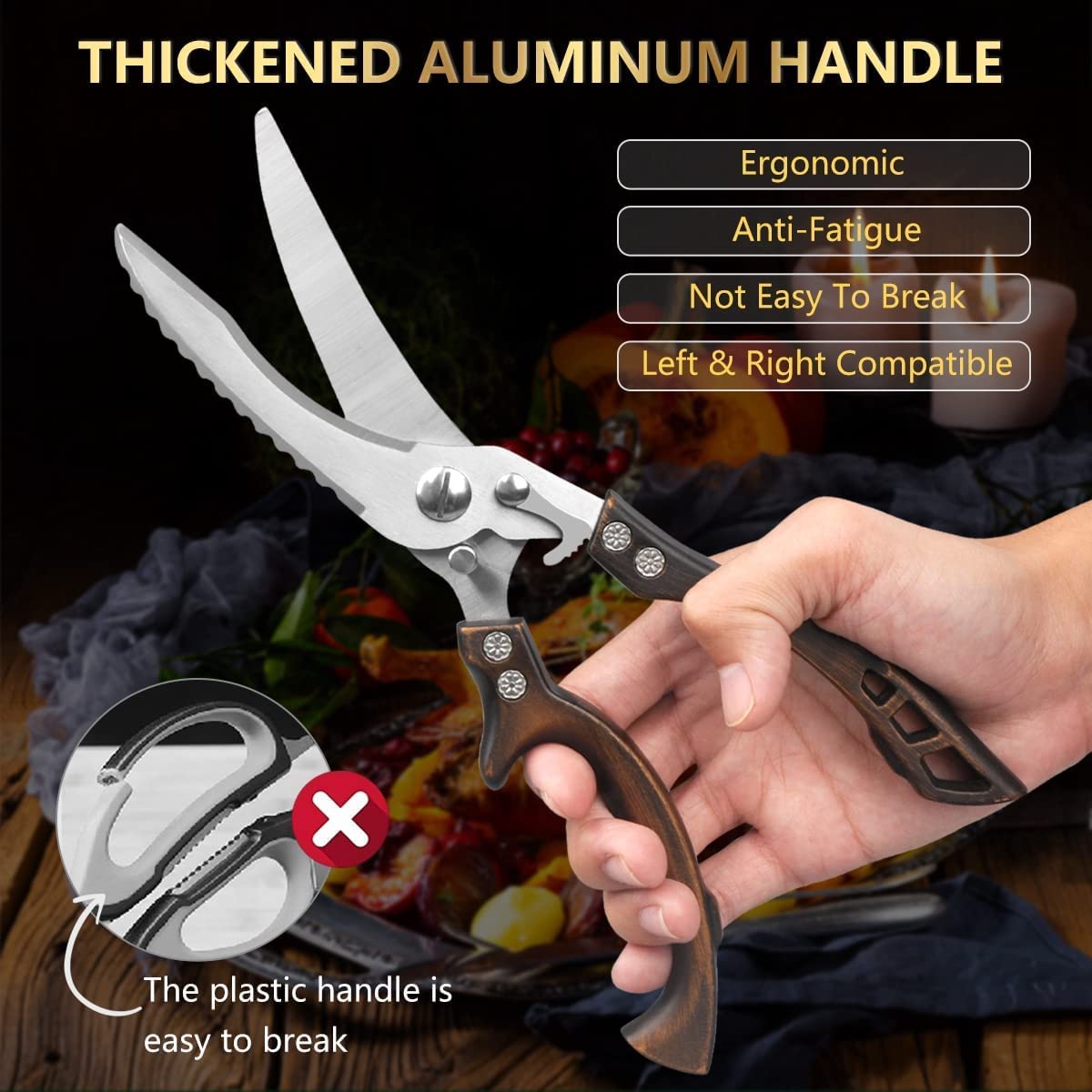 Heavy Duty Stainless Steel Bone Cutting Kitchen Scissors