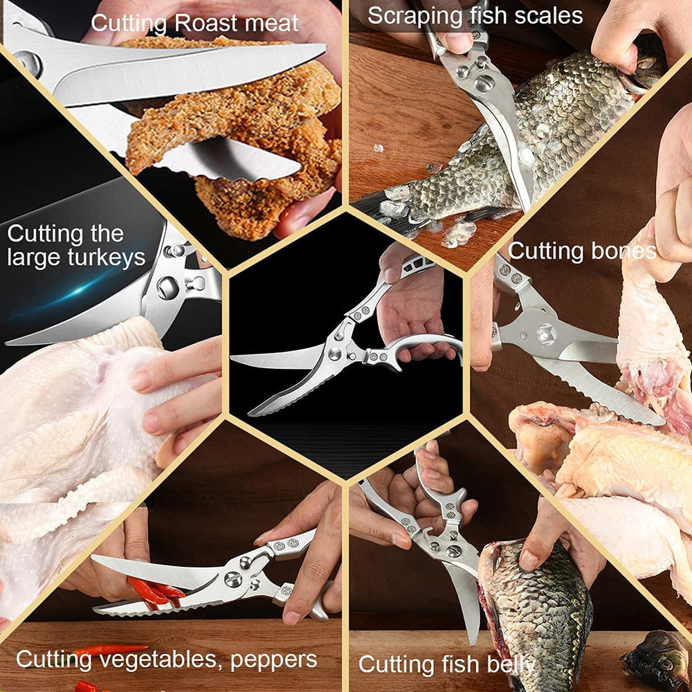 Heavy Duty Stainless Steel Bone Cutting Kitchen Scissors