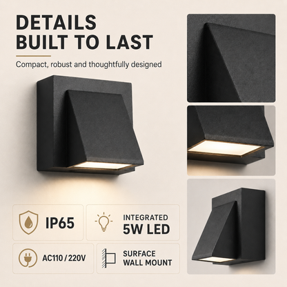 IP65 Outdoor Wall Sconce with Integrated 5W LED