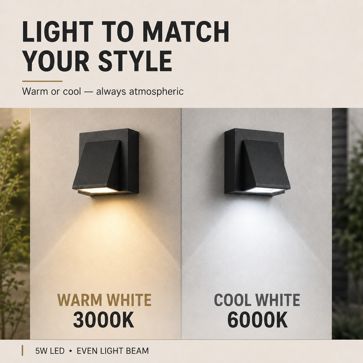 IP65 Outdoor Wall Sconce with Integrated 5W LED