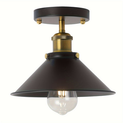 Industrial Black Metal Semi Flush Mount Ceiling Light