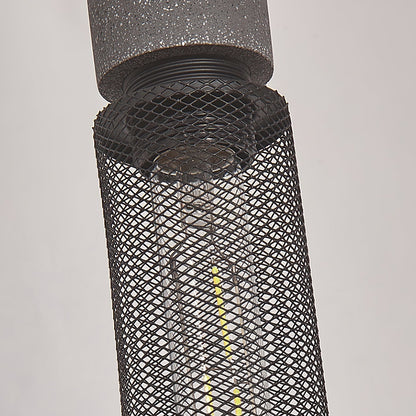Industrial Concrete Pendant Light with Metal Mesh Shade