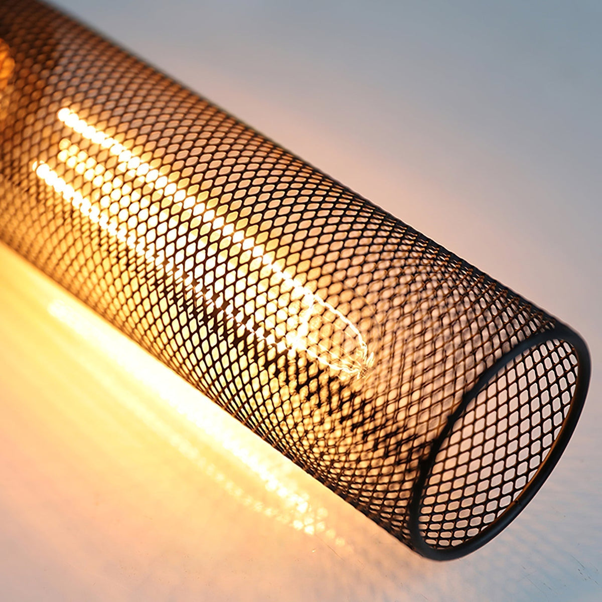 Industrial Concrete Pendant Light with Metal Mesh Shade