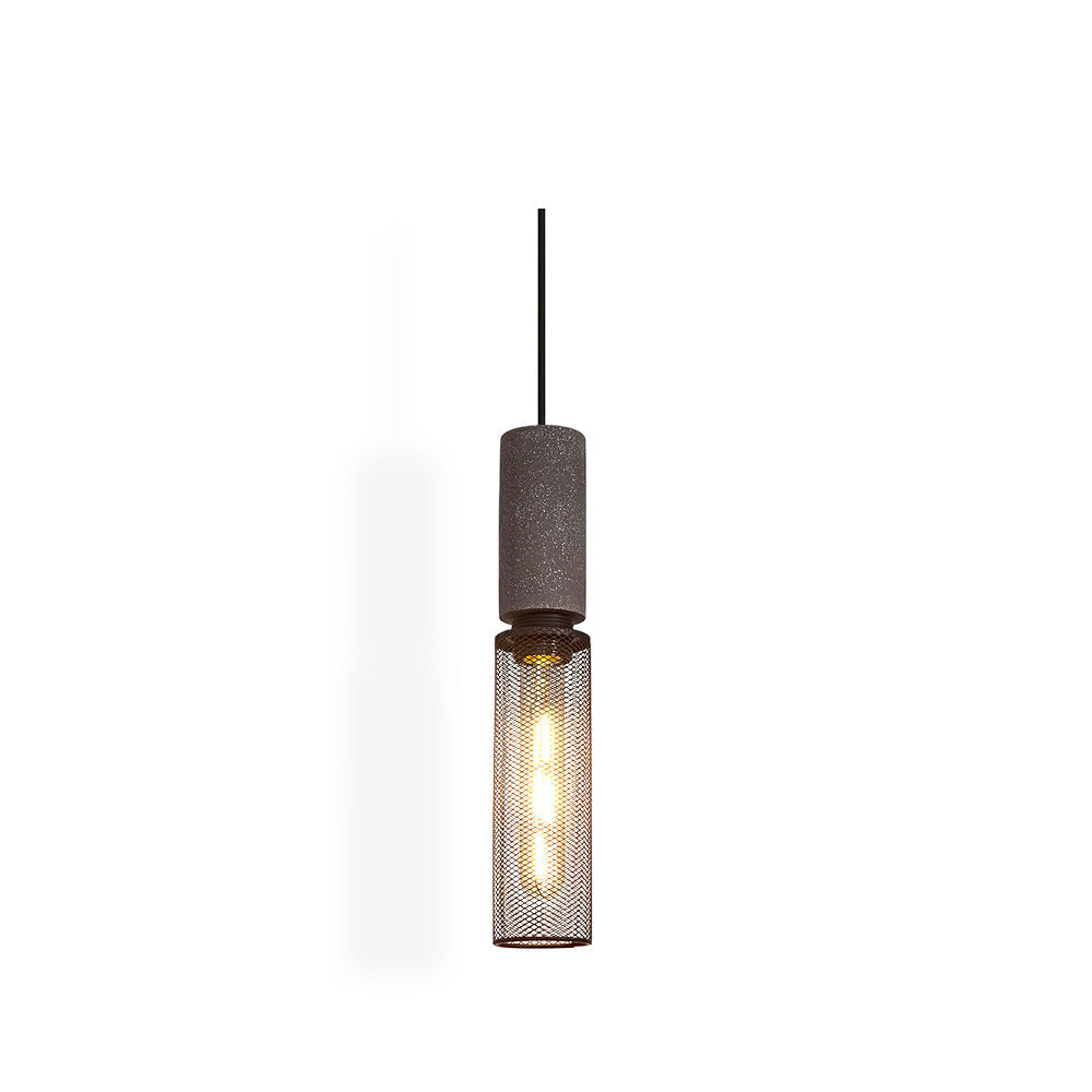 Industrial Concrete Pendant Light with Metal Mesh Shade