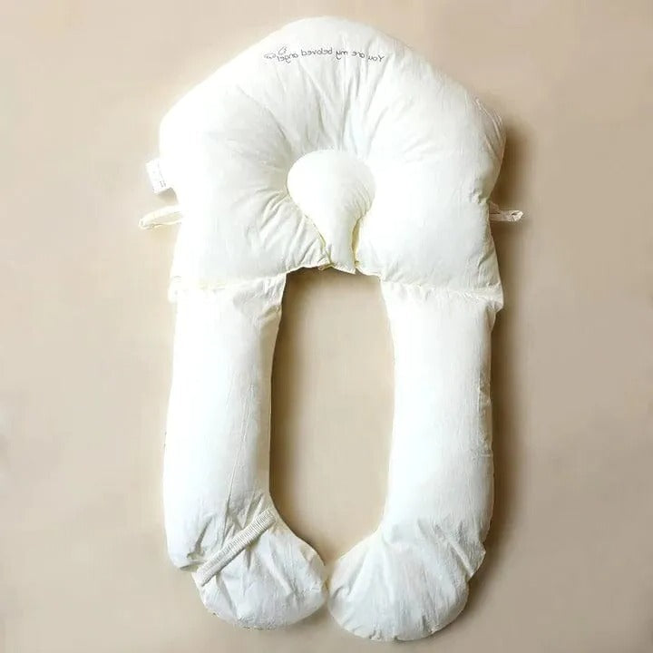 Infant Pillow with Recessed Head Support and Adjustable Side Drawstrings