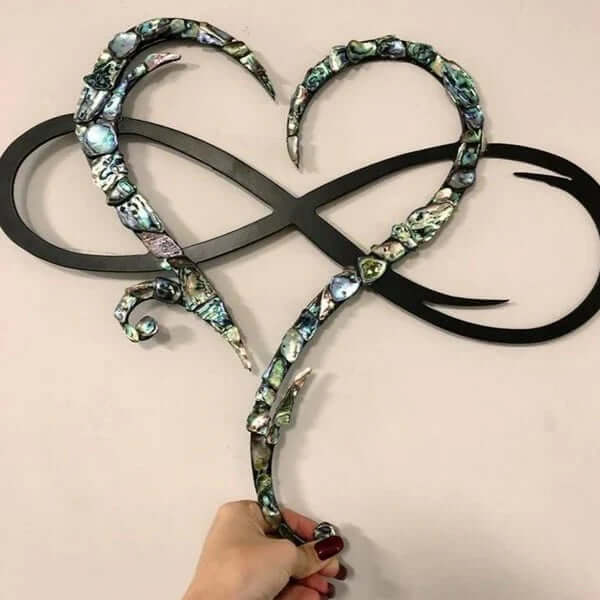 Infinity Heart Iron Wall Decoration with Mother of Pearl