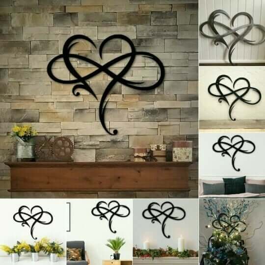Infinity Heart Iron Wall Decoration with Mother of Pearl