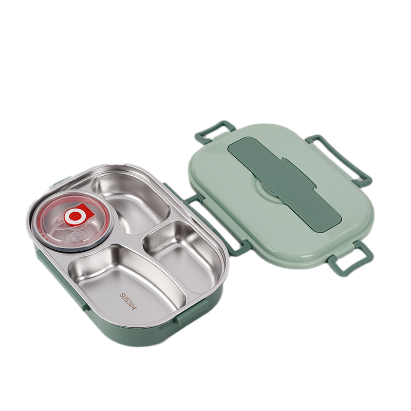 Insulated Thermal Lunch Box with Multiple Food Compartments and Soup Bowl