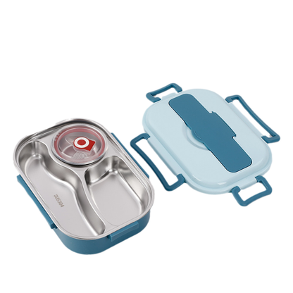 Insulated Thermal Lunch Box with Multiple Food Compartments and Soup Bowl