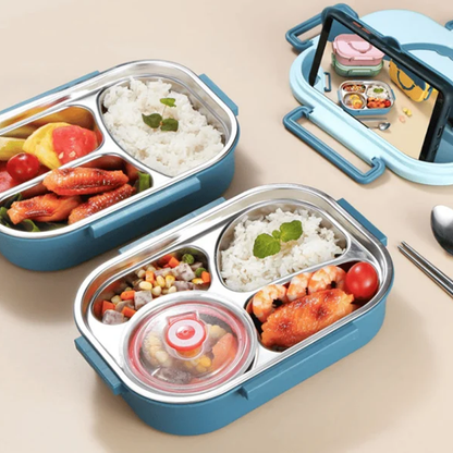 Insulated Thermal Lunch Box with Multiple Food Compartments and Soup Bowl