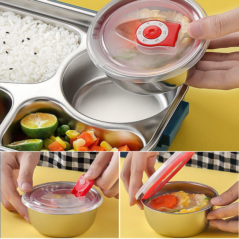 Insulated Thermal Lunch Box with Multiple Food Compartments and Soup Bowl