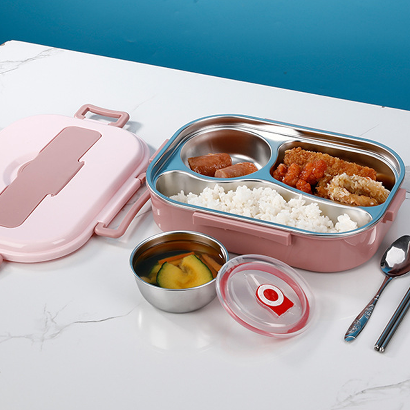Insulated Thermal Lunch Box with Multiple Food Compartments and Soup Bowl
