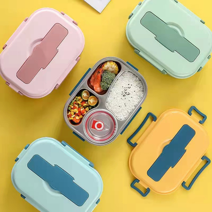 Insulated Thermal Lunch Box with Multiple Food Compartments and Soup Bowl