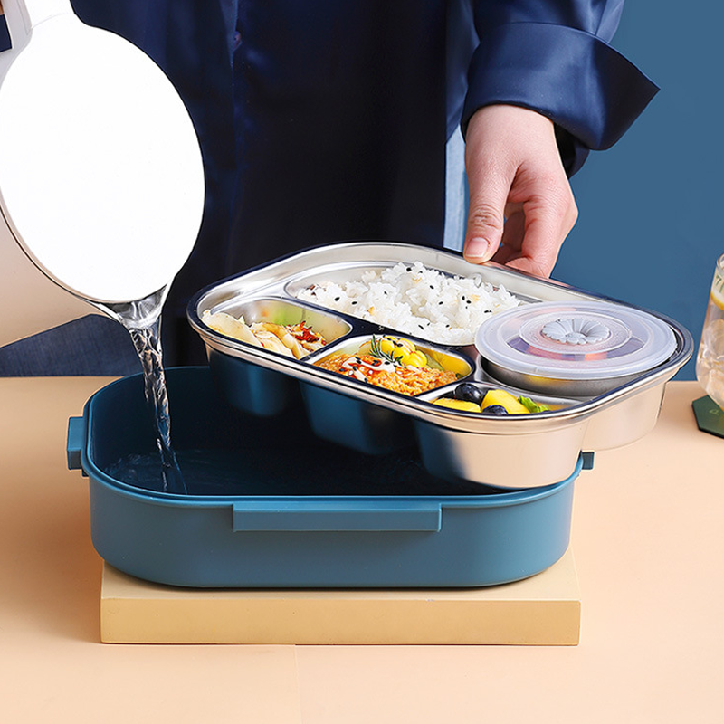 Insulated Thermal Lunch Box with Multiple Food Compartments and Soup Bowl