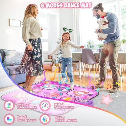 Interactive Pink Dance Mat for Kids with Music and Scoring Function