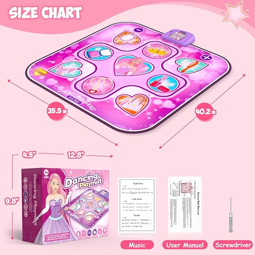 Interactive Pink Dance Mat for Kids with Music and Scoring Function