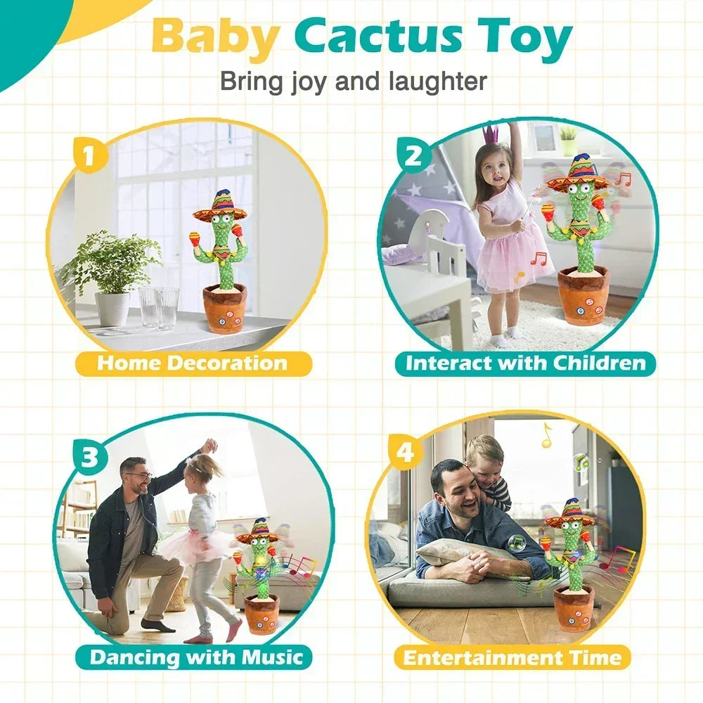 Interactive Talking Dancing Cactus Toy for Kids with 120 English Songs