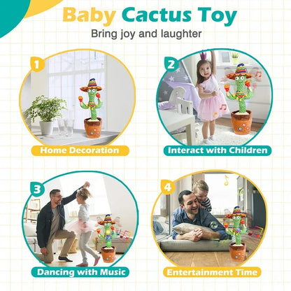 Interactive Talking Dancing Cactus Toy for Kids with 120 English Songs