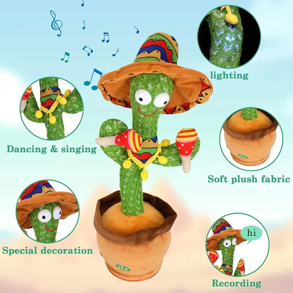 Interactive Talking Dancing Cactus Toy for Kids with 120 English Songs