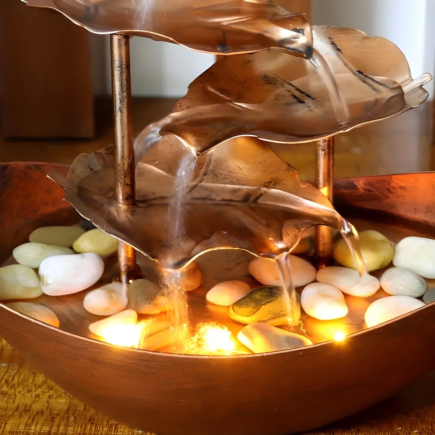IronLeaf Tabletop Fountain Vintage LED Water Feature for Home and Office
