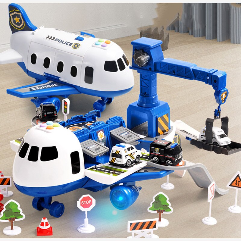 Kids Airplane Toy Set with Mini Vehicles and Accessories for Imaginative Play