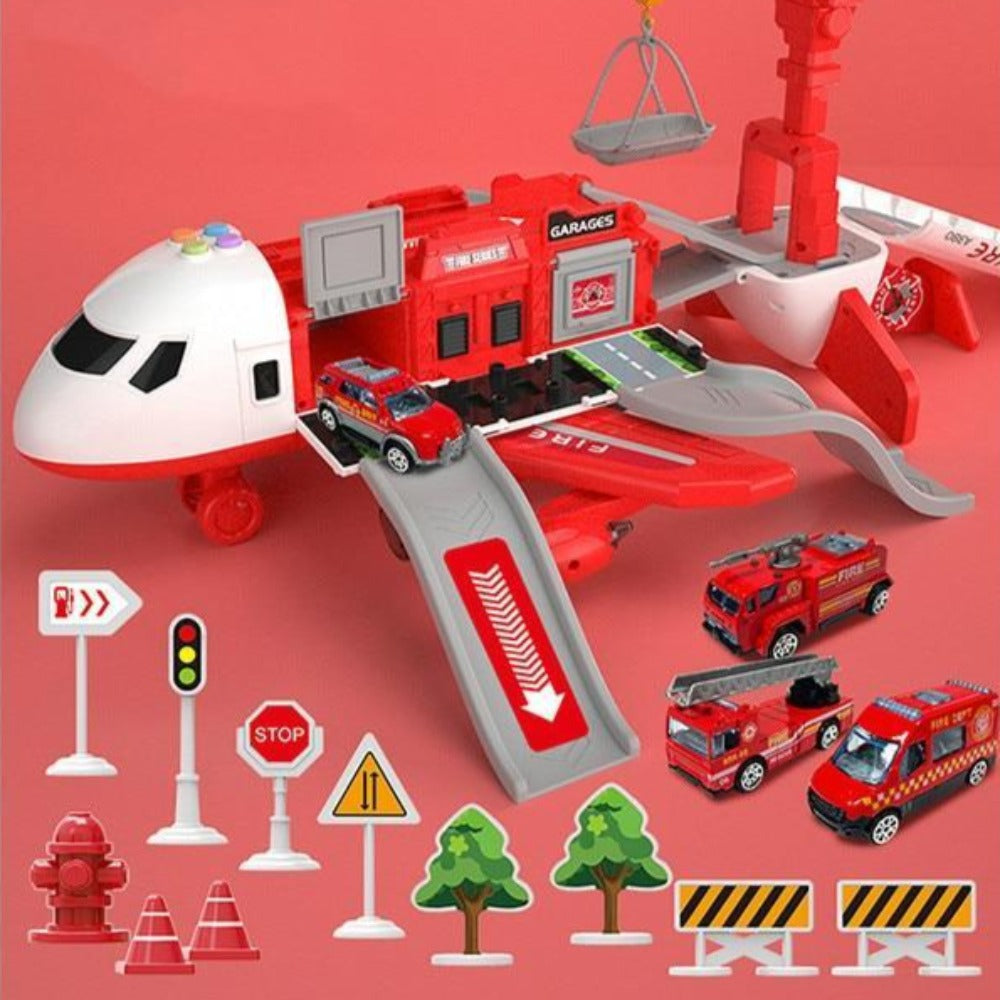 Kids Airplane Toy Set with Mini Vehicles and Accessories for Imaginative Play