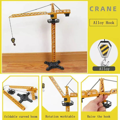 Kids Construction Vehicle Playset with Tower Crane, Excavator and Crane Models