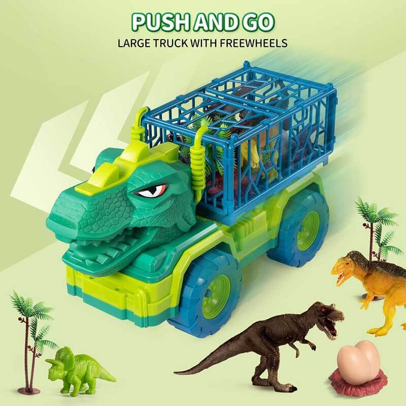 Kids Dinosaur Transport Truck Play Set with Dinosaur Figures and Activity Mat