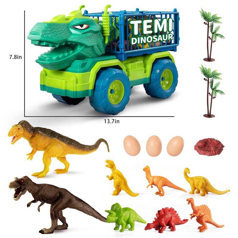 Kids Dinosaur Transport Truck Play Set with Dinosaur Figures and Activity Mat