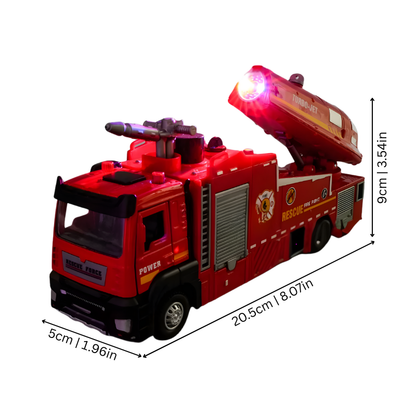 Kids' Fire Rescue Truck Toy with Lights, Sounds and Pull-Back Action