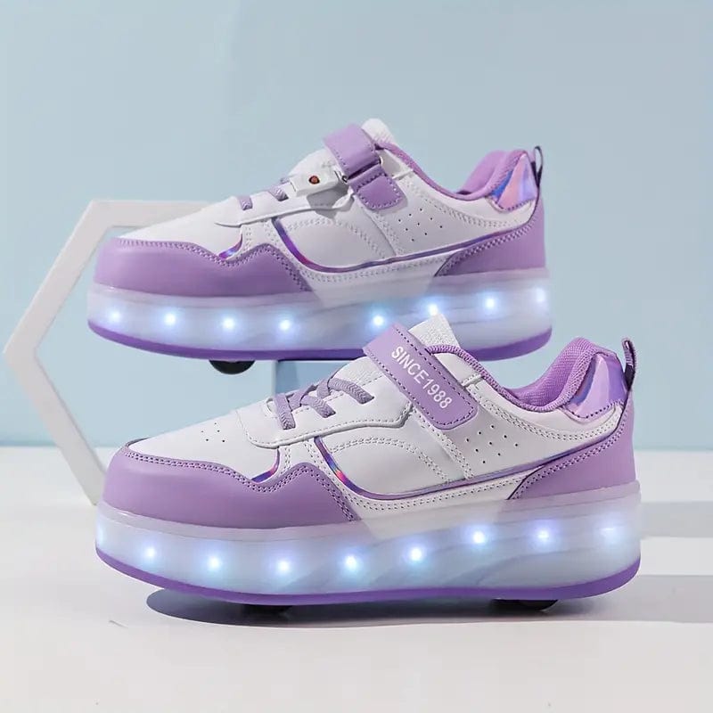 Kids’ LED Light Sneakers with Retractable Wheels for Walking and Rolling