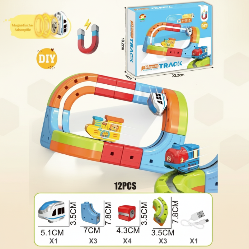 Kids Magnetic Track Building Set with Rechargeable Electric Train
