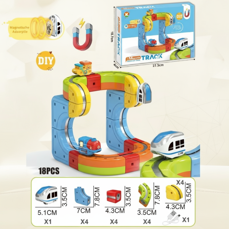 Kids Magnetic Track Building Set with Rechargeable Electric Train