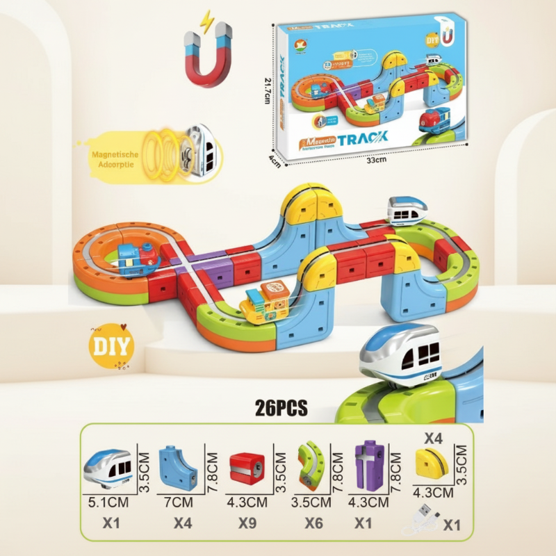 Kids Magnetic Track Building Set with Rechargeable Electric Train