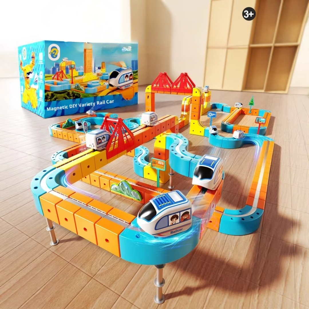 Kids Magnetic Track Building Set with Rechargeable Electric Train