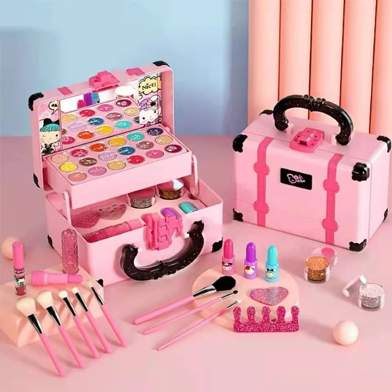 Kids Makeup Play Kit with Pretend Lipstick and Eyeshadow Accessories