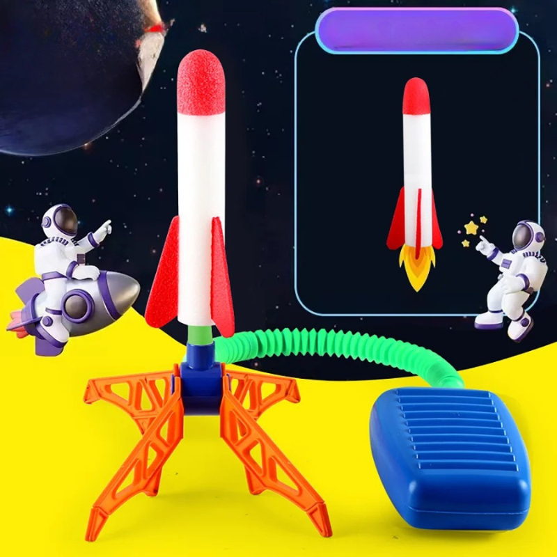 Kids' Outdoor Stomp Rocket Launcher Set with Foam Rockets