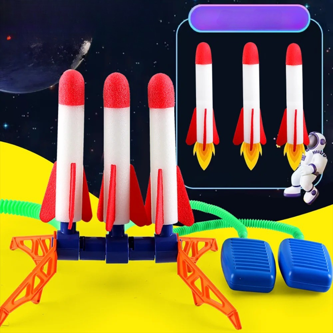Kids' Outdoor Stomp Rocket Launcher Set with Foam Rockets