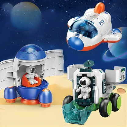 Kids Space Adventure Toy Set with Astronaut Vehicles and Detachable Parts