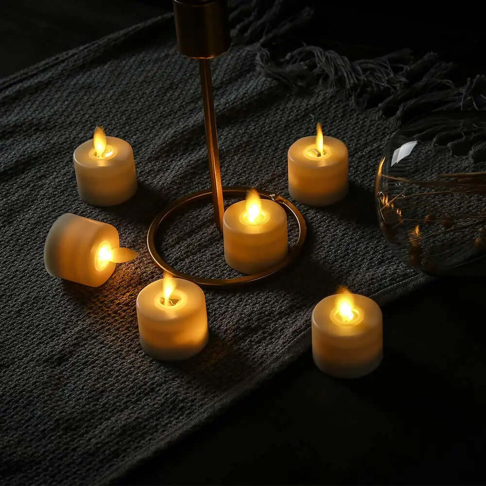 LED Candle Holder Set with Moving Wick and Remote