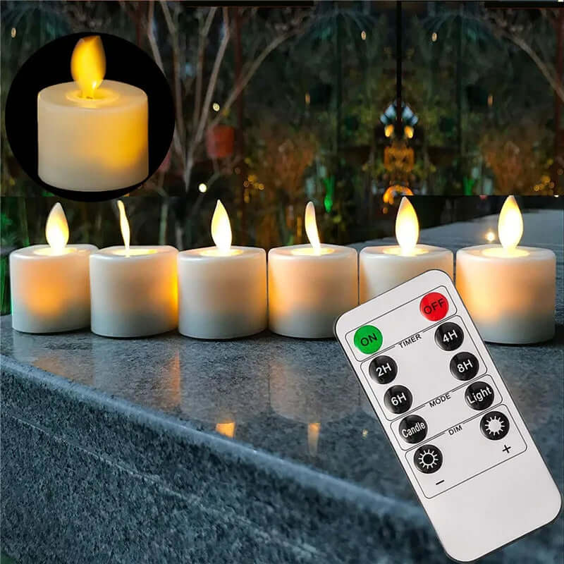 LED Candle Holder Set with Moving Wick and Remote