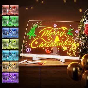 LED Drawing Board with 7-Colour Pen, Reusable Acrylic Writing and Light Pad